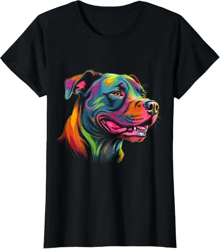 Vista 46 de Pit Bull Mom Dog Lover Colorido Artistic Pitbull Owner - Camiseta para mujer, Negro
