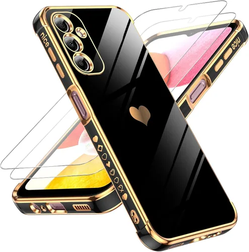 Vista 81 de LeYi Funda para Motorola-G 2025: Love Heart Plating Luxury, Negro