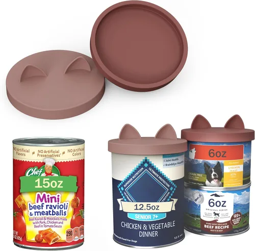 Vista 10 de Paquete de 2 tapas para latas de comida para mascotas, (12.5-14 onzas), sin BPA, fundas de silicona para latas de comida para gatos y perros