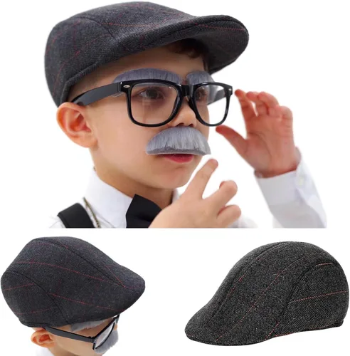 Vista 3 de Aimeiar Kids 100 Days of School Costume for Boys - Halloween Old Man Costume Hat Glasses and Grandpa Vest Set for Child