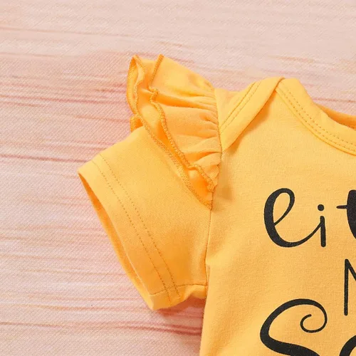 Vista 5 de Conjunto de ropa para bebé recién nacida, 3 piezas, camiseta y pantalones de girasol, conjunto de ropa