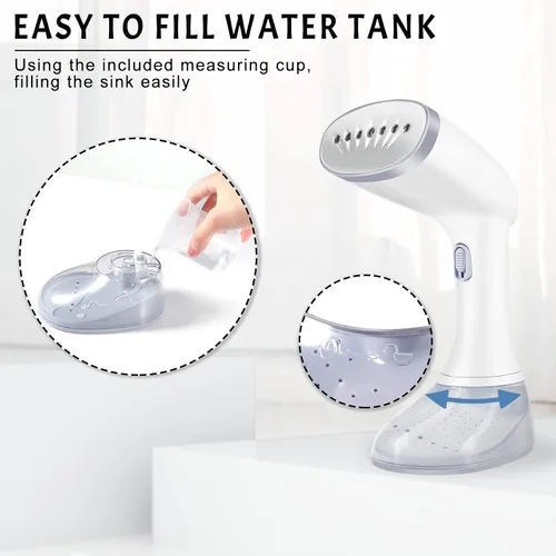 Vista 5 de Vaporizador para ropa, ropa portátil 3 opciones de vapor, vaporizador de ropa de tela, ropa de viaje de mano de 1350 W, calentamiento rápido de 30