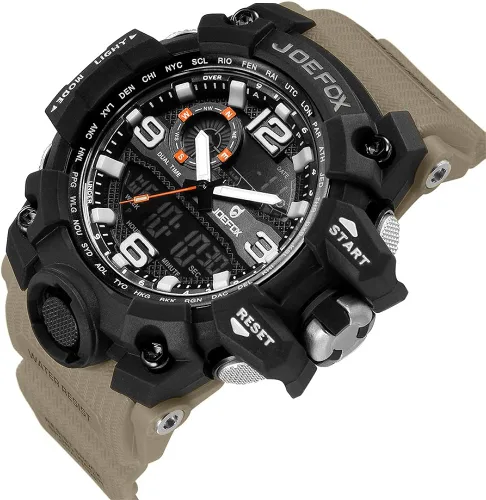 Vista 2 de JOEFOX Digital Men Wrist Watch, Military Tactical Waterproof Analog Quartz Watches for Men, Large Face Dual Display LED Watch, Sports Watches for