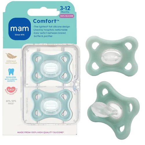 Vista 9 de MAM Comfort - Chupete para bebé de 0 a 3 meses, ligero, de silicona de una Zafiro azul/mate azul