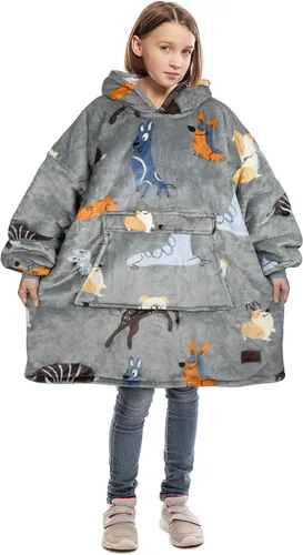 Vista 24 de Catalonia Sudadera tipo manta con capucha para niños, sudadera de sherpa extragrande para adolescentes jóvenes, idea de regalo Dual-Layer Design