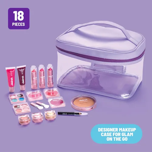 Vista 4 de Claire's Kit de maquillaje definitivo, juego de cosméticos reales de 18 piezas, maquillaje para niños de 8 a 12 años, juguetes para niñas y regalo