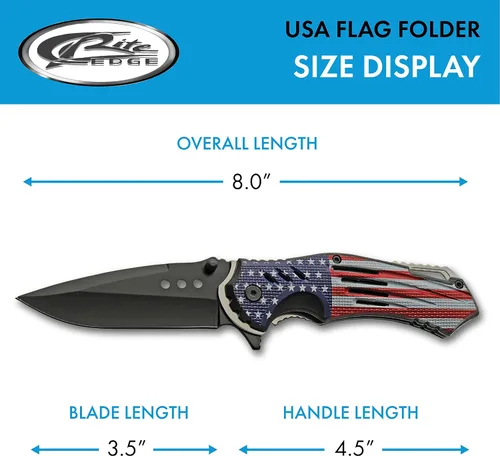 Vista 3 de SZCO Supplies 300552-US American Flag Assisted Open Liner Lock Edc Cuchillo plegable, rojo/blanco/azul, 8 pulgadas de longitud