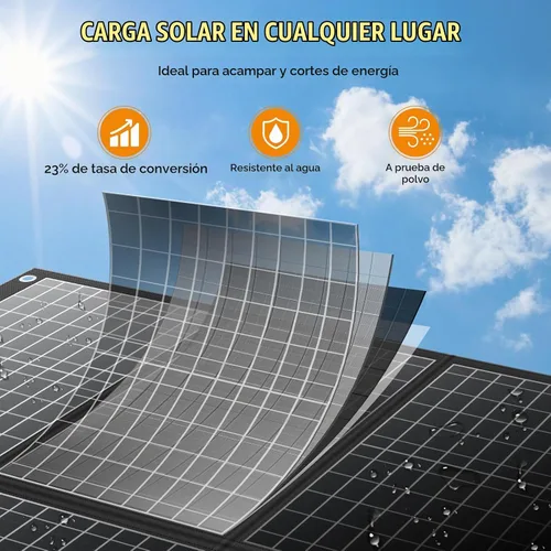 Vista 6 de Paneles solares portátiles de 100 vatios, panel solar plegable de 100 W para estación de energía, camping, senderismo, vida fuera de la red, paneles