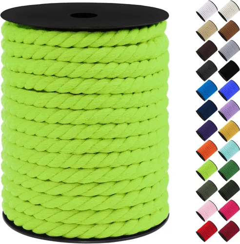 Vista 34 de Cordón de macramé de algodón, 0.315 in x 131 pies, hilo grueso para manualidades, cuerda trenzada de 3 hebras para colgar en la pared, ganchos