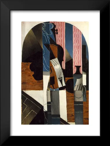 Vista 2 de ArtDirect Gris, Juan 19x24 Black Modern Framed Art Print Titled: Violin and Ink Bottle on a Table