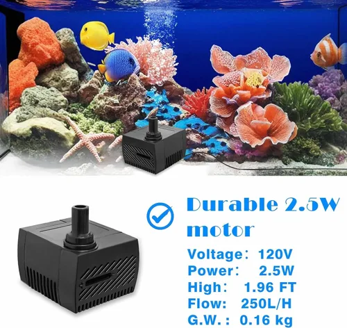 Vista 2 de Mini bomba de agua sumergible de 4 W, 40 GPH, bomba de fuente pequeña para estanque, acuario, pecera, fuente de mesa, fuente para mascotas, fuente