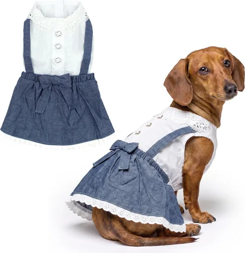 Vista 111 de Parisian Pet Chambray - Vestido para perro - Ligero sin mangas para perro, niña, talla XS Chambray en general