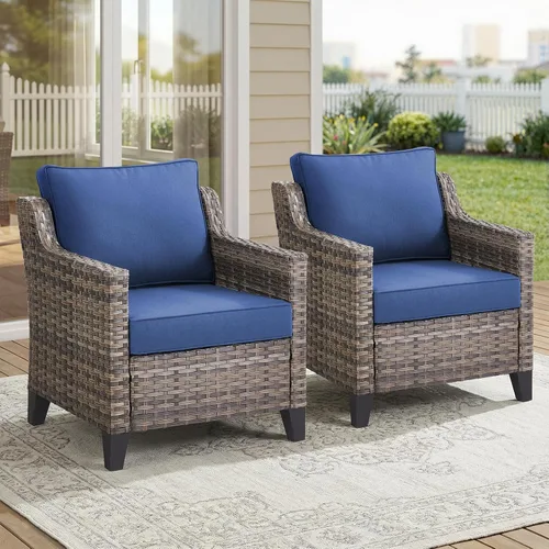 Vista 21 de Belord Sofá de patio exterior acolchado de 3 asientos de lujo de 6 pulgadas Cojín de mimbre marrón/beige de 6 pulgadas