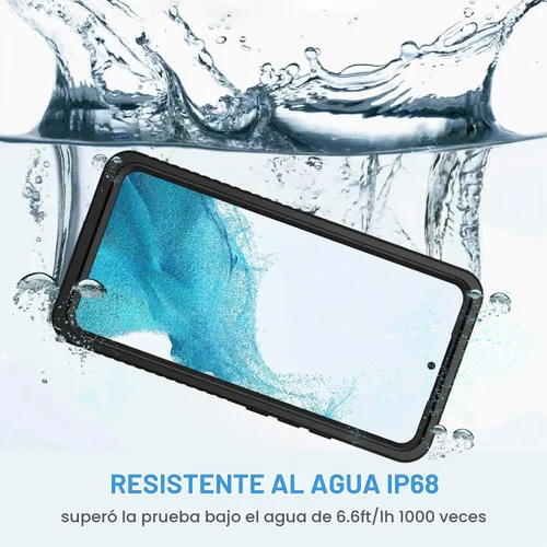Vista 3 de Lanhiem Funda para Samsung Galaxy S22, IP68 impermeable a prueba de polvo con protector de pantalla integrado, funda protectora de cuerpo completo