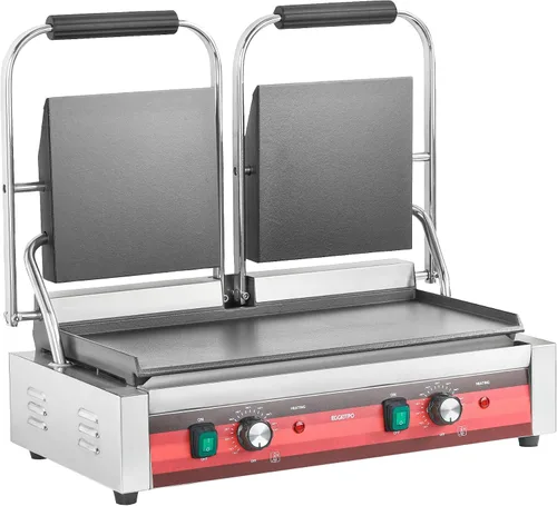 Vista 6 de EGGKITPO Parrilla Panini eléctrica comercial con placas planas, sandwichera de acero inoxidable, 14 x 9.5 pulgadas, placa esmaltada de hierro