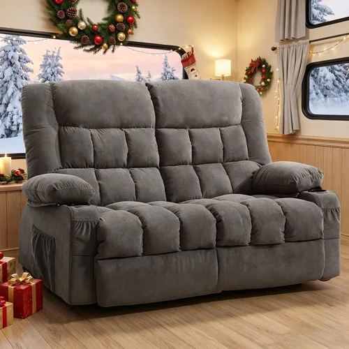 Vista 13 de MAHOMICO Sofá reclinable con portavasos para sala de estar, manual de 3 asientos, sillón reclinable de gran tamaño con ergonómico, bolsillo lateral
