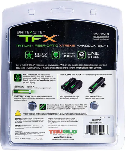 Vista 5 de TRUGLO TFX mira para pistola Dura, resistente a golpes, compacta, brillantemente luminosa, mira tritio y fibra óptica extrema para uso diurno