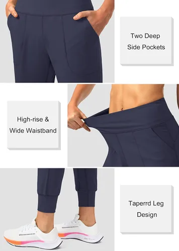 Vista 4 de Soothfeel - Pantalones deportivos para mujer con bolsillos de cremallera y cintura alta, pantalones deportivos para entrenamiento y yoga