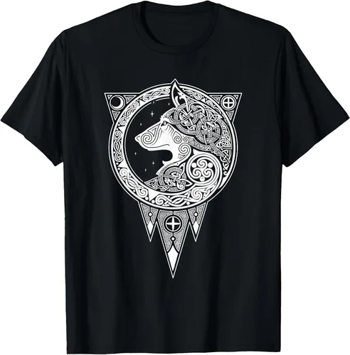 Vista 13 de Viking Fenris Wolf - Camiseta de mitología nórdica con símbolo de Fenrir Asphalt Grey