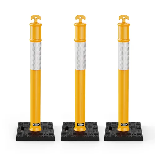 Vista 20 de BATTIFE Poste delineador de 45 pulgadas con base, conos de delineador de tráfico naranja con collar reflectante para práctica de conducción