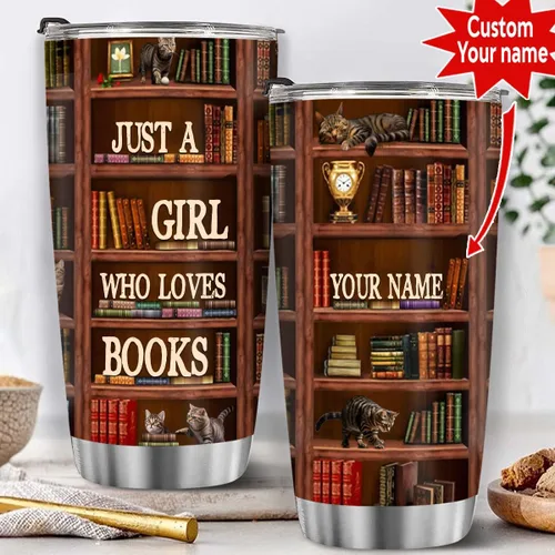 Vista 17 de T40413 - Taza personalizada para amantes de los libros, taza de café con texto en inglés "Just A Girl Loves Book", regalo para mujeres y niñas