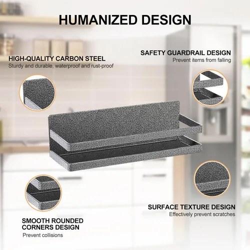 Vista 6 de Uten Estante grande para especias para refrigerador, paquete de 2 estantes magnéticos fuertes, organizador de refrigerador movible para cocina