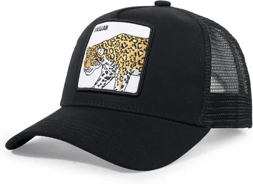 Vista 19 de Gorra de camionero para hombre con animal, gorra ajustable con cierre de presión, gorra de béisbol bordada, malla transpirable, parche cuadrado