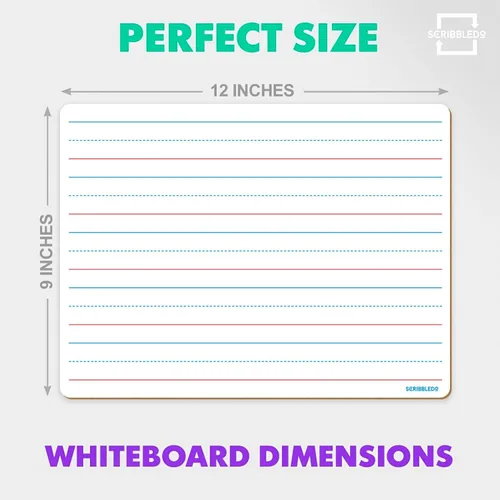 Vista 6 de Scribbledo Pizarra Blanca de Doble Cara con Líneas, Tablero de Borrado en Seco para Niños, Tablero de Escritura Rayada, Práctica de Escritura a