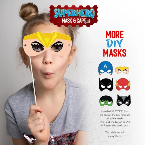 Vista 8 de 58 capas y máscaras de superhéroes para niños juguetes para niños de 3 a 12 años máscaras con 58 accesorios disfraces de dibujos animados
