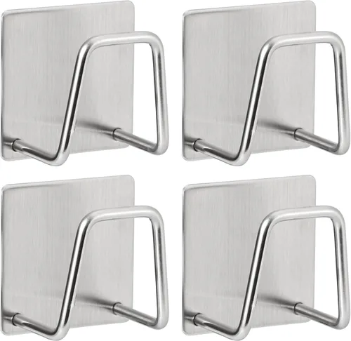 Vista 10 de Luckyiren Paquete de 2 soportes de esponja de acero inoxidable para fregadero de cocina, organizador de esponja cepillado a prueba de óxido SUS304