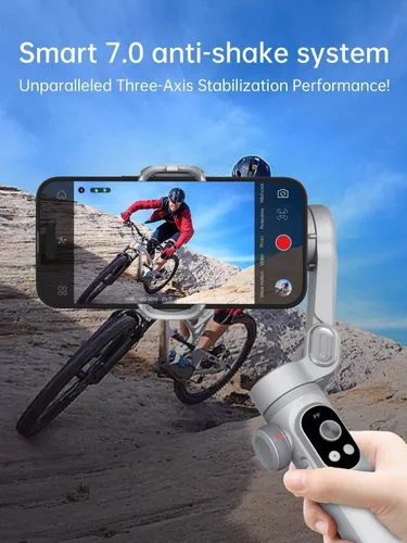 Vista 2 de AOCHUAN Estabilizador cardán de 3 ejes para Smartphone Smart X Pro gris y bolsa de almacenamiento B10 y varilla de extensión E10