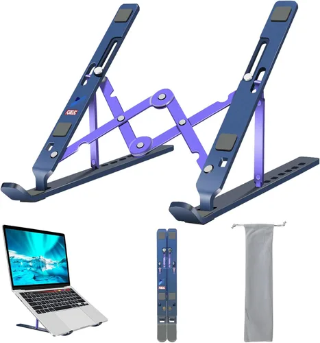 Vista 8 de Soporte para laptop, soporte para tableta de computadora, soporte plegable de aluminio ajustable para laptop, compatible con MacBook Air Pro