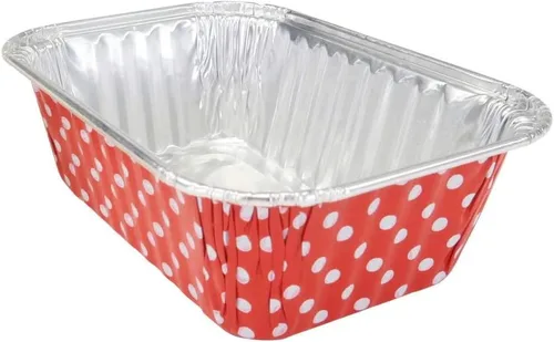 Vista 8 de KitchenDance - Mini molde desechable de aluminio con lunares sin tapa, molde rectangular antiadherente de 6 onzas, perfecto para regalos