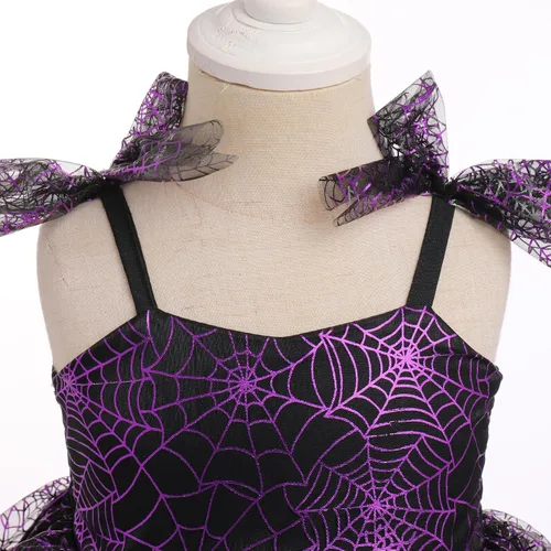 Vista 5 de IMEKIS Toddler Kids Girl Halloween Bat Spider Costume Birthday Party Cosplay Witch Dress Up Photo Shoot Outfit 1-6T