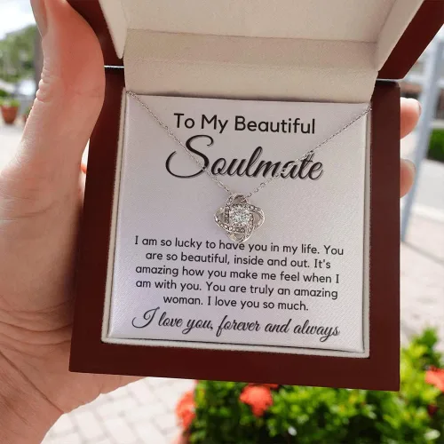 Vista 9 de Collar con nudo de amor para mi alma gemela - My Lovely Wife, regalos para novia, regalos románticos para ella de marido a esposa, día de San