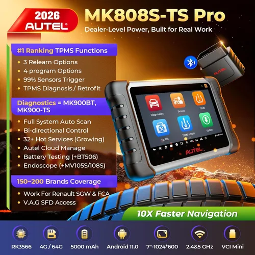 Vista 2 de Autel Scanner MaxiCOM MK808S-TS: TPMS completo, 32+ servicio, más de 3000 pruebas activas 2026 Bidirectional Tool up of MX808S MK808S, Full