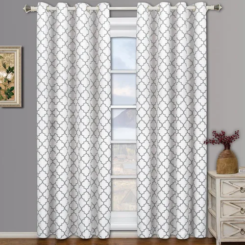 Vista 4 de Royal Bedding Meridian - Cortinas opacas con ojales grises para ventana, par/juego de 2 paneles, 52 x 63 pulgadas cada uno