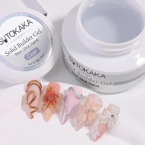 Vista 7 de SUTOKAKA Gel constructor sólido para uñas, 1.06 oz transparente, no pegajoso, escultura 3D, modelado, tallado, gel duro, pegamento de extensión