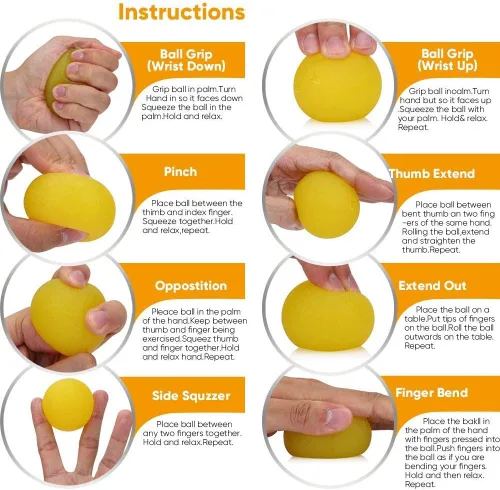 Vista 4 de Paquete de 3 bolas para aliviar el estrés. Pelotas de ejercicio de mano. Pelotas de terapia de mano. Bolas de agarre de mano, kits de bolas