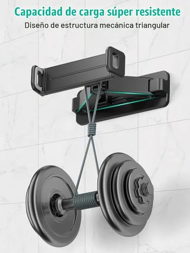 Vista 5 de Mistriddle - Soporte de pared para tableta, instalación doble, rotación de 360° Yoga Kitchen Makeup Wall Mount, Adjustable Arm, Drill or Adhesive
