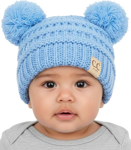 Vista 40 de Funky Junque Gorro de invierno con doble pompón para bebé de 0 a 12 meses, bonito gorro de punto acogedor para clima frío Patrón de tejido
