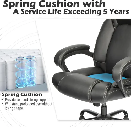 Vista 5 de OUTFINE Silla de Oficina Silla de Oficina Ejecutiva Silla de Escritorio Silla de Computadora con Cojín de Resorte de Cuero Resistente a