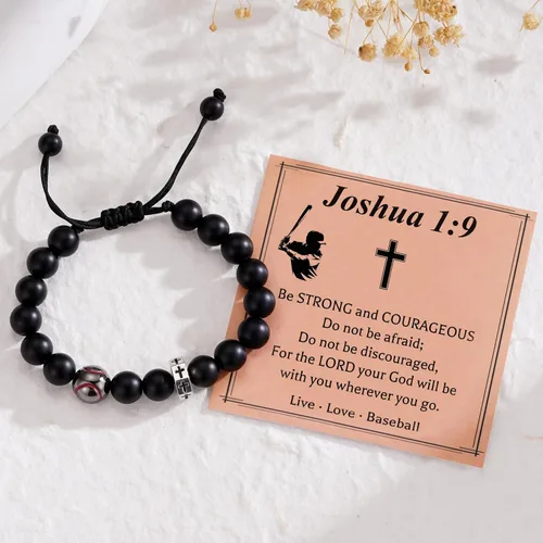Vista 4 de Pulsera de béisbol, baloncesto, fútbol, fútbol y fútbol, para niños, pulsera de cuentas cruzadas, regalos para hijo, nieto, jugadores, fanáticos