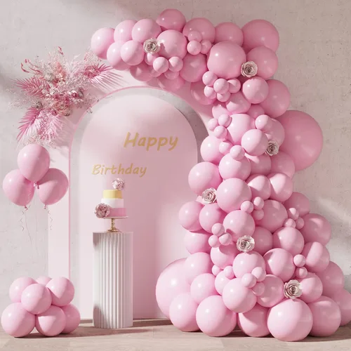 Vista 16 de RUBFAC Globos burdeos, 87 piezas de diferentes tamaños de 18, 12, 10, 5 pulgadas, kit de arco de globos de látex granate, guirnalda para cumpleaños