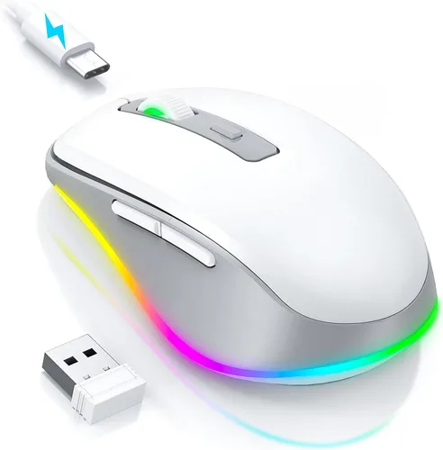 Vista 12 de PEIOUS Ratón Inalámbrico Jiggler – Ratones Inalámbricos LED con Jiggler Mover Integrado, Ratón Móvil Recargable para Computadora con Movimiento