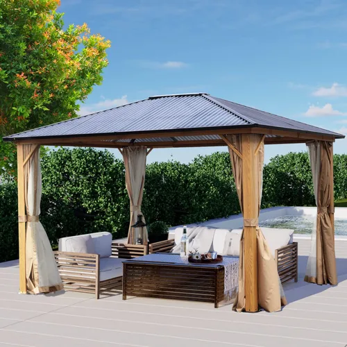Vista 14 de Aoodor - Gazebo de techo rígido para exteriores de 10 x 12 pies