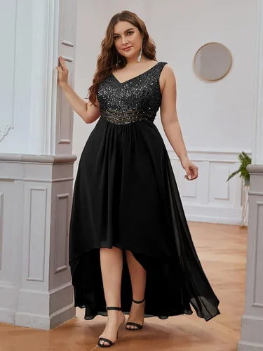 Vista 4 de Ever-Pretty Plus Vestido de fiesta de noche formal con cuello en V y cintura imperio maxi 0410-DA