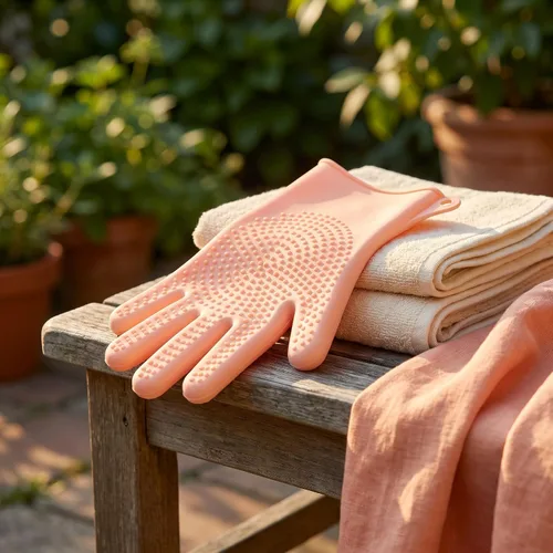 Vista 6 de PET Bathing Glove for Easy One Hand Use, Silicone Pink