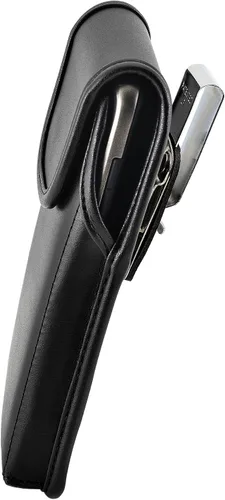 Vista 4 de Turtleback Funda para cinturón compatible con Motorola Moto Z2 Force Funda vertical negra de cuero con clip giratorio para cinturón de trinquete