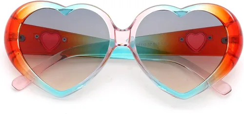 Vista 2 de FEISEDY Gafas de sol con forma de corazón de amor para mujer, gafas retro de estilo lindo B2341